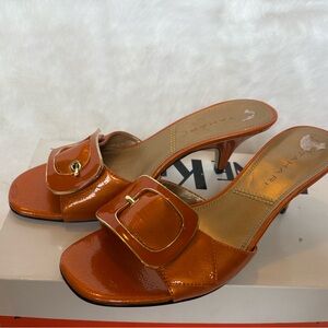 Tahari Women's Buckle Heels in Orange